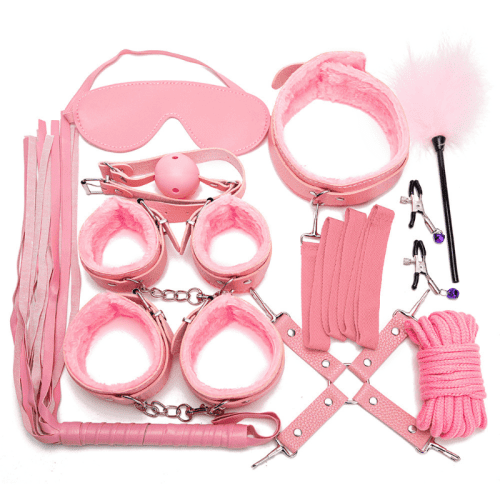 Men's Exotic Apparel - 10pcs Restraints Bondage Set Pink