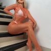 Cut Out Fishnet Bodystocking Orange Princess Avenue