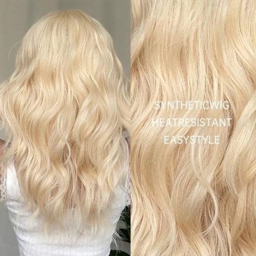 22 Inch Long Blonde Wig With Bangs Wavy Curly Synthetic Hair Natural Looking Heat Resistant With Wig Cap P A Boutique 84820772