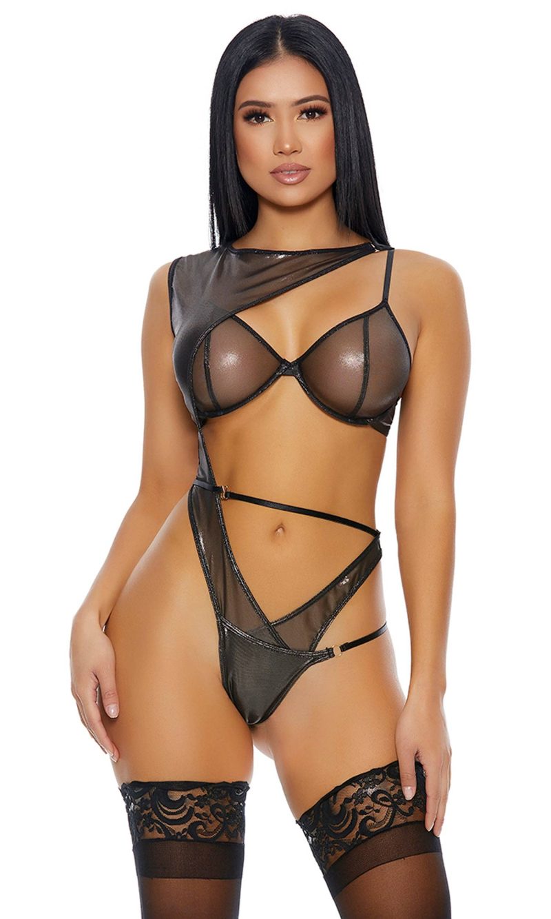 Let's Be Sheer Metallic Mesh Teddy Forplay Inc.