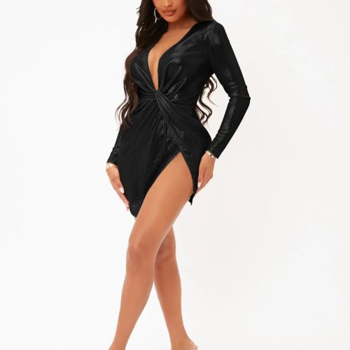 Front Wrap Club Dress Black Princess Avenue 84676135 1