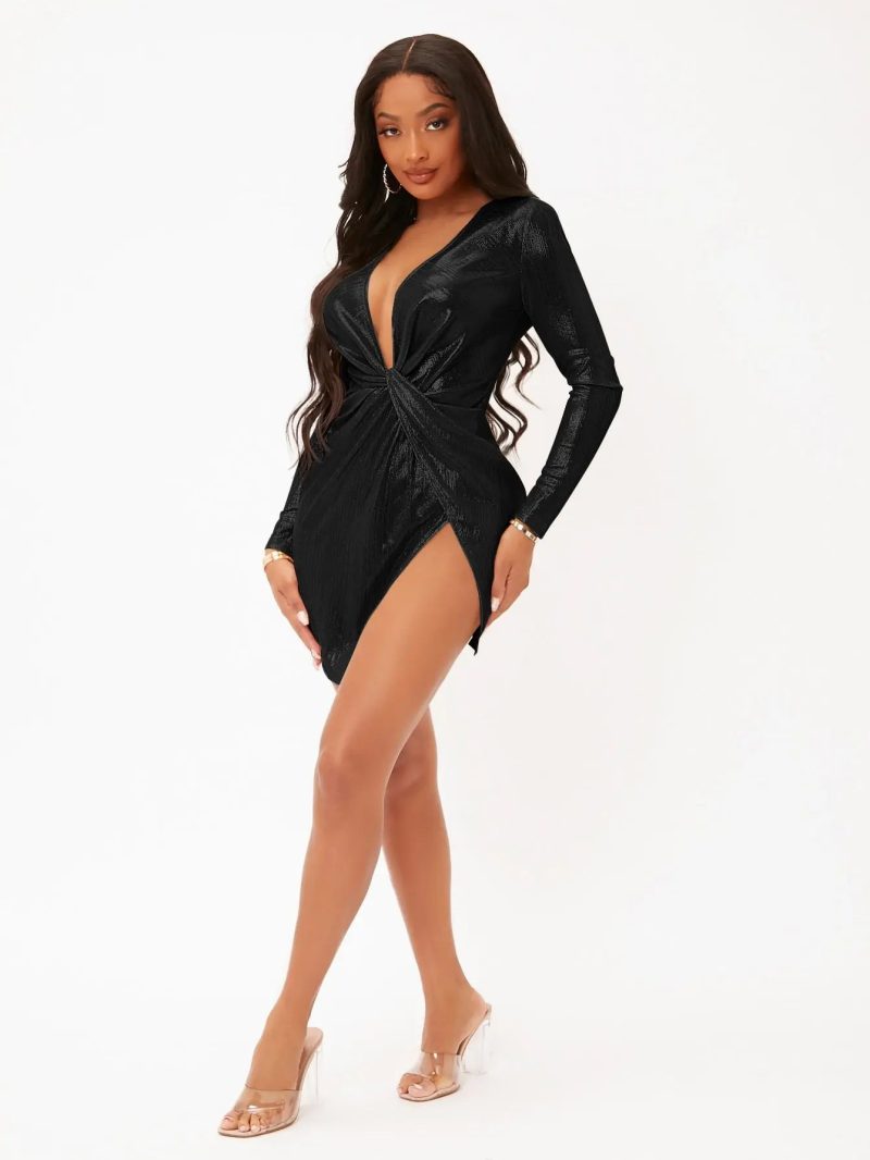 Front Wrap Club Dress Black Princess Avenue 84676135 1