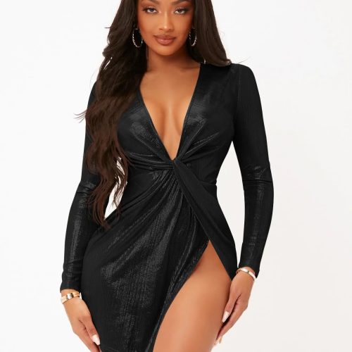 Front Wrap Club Dress Black Princess Avenue 84676346 1