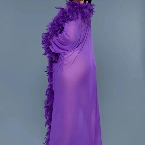 Glamour Robe Violet with Feather trim BeWicked 84700557