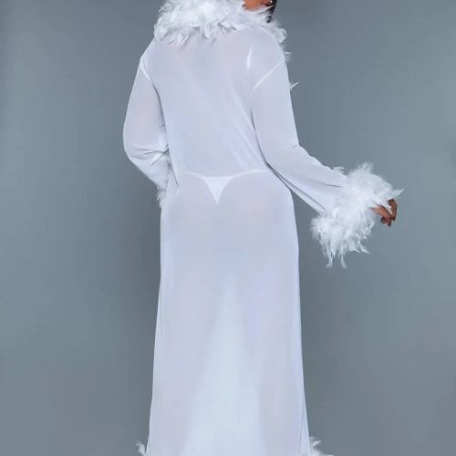 Glamour Robe White with feather trim BeWicked 84542138