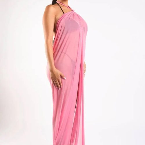 Haltered front slit maxi coverup Maxi Dress Pink Princess Avenue 84772892