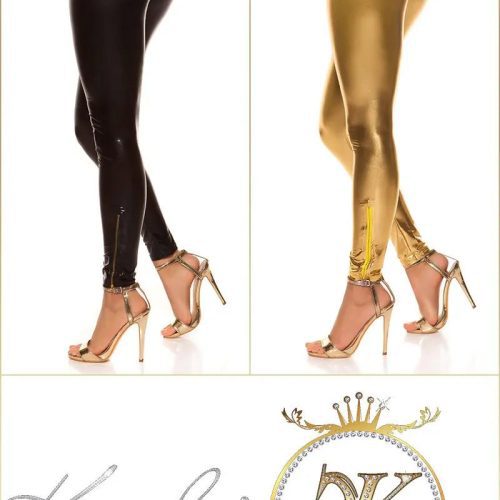 Leggings with shiny look and zips Gold KouCla 84528611