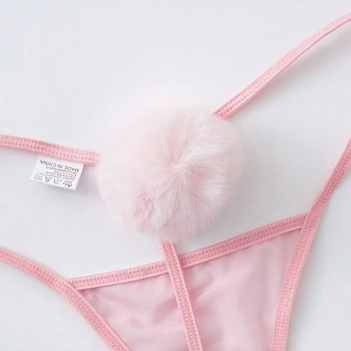 Mesh Pompom Detail Thong Pink Princess Avenue 84737828