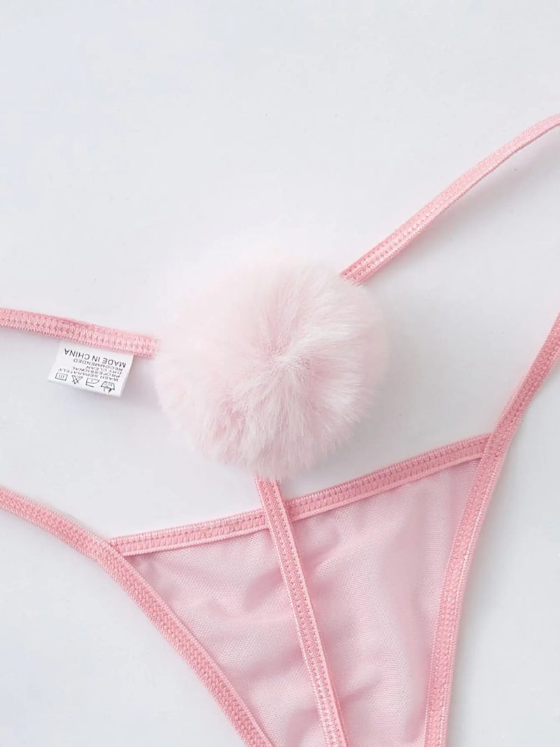 Mesh Pompom Detail Thong Pink Princess Avenue 84737828