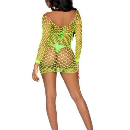 NeonGreenFishnetMini dress1