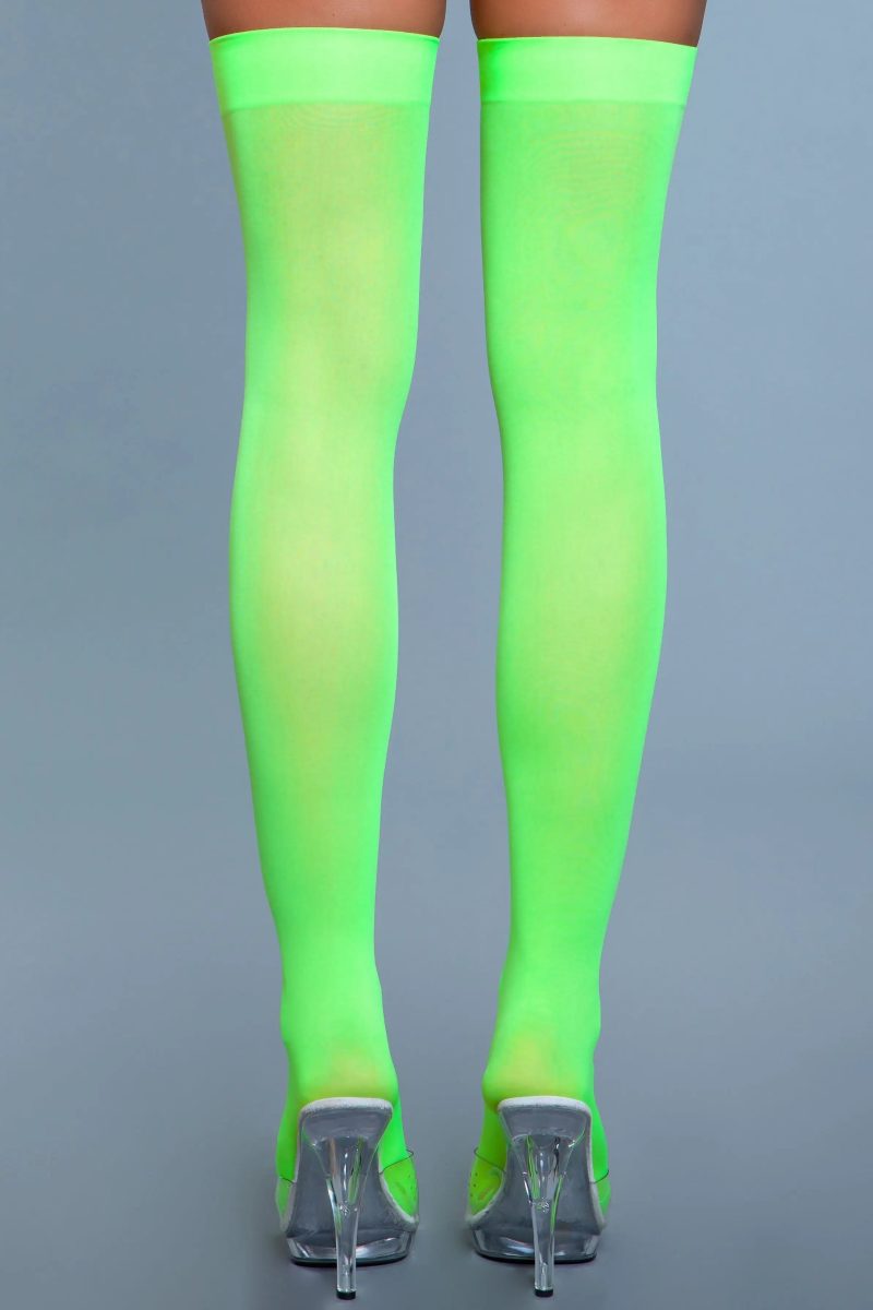 Opaque Nylon Thigh Highs Neon Green BeWicked 84665676