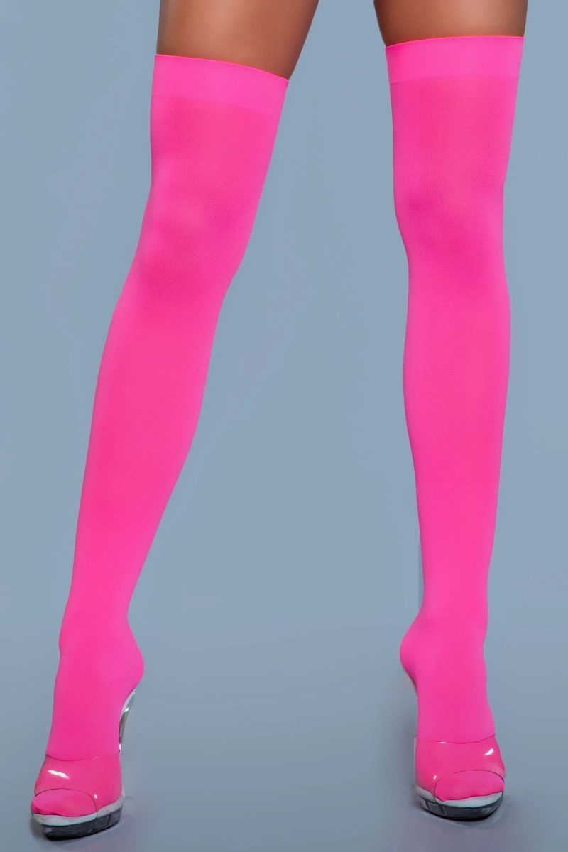 Opaque Nylon Thigh Highs Neon Pink BeWicked 84665848