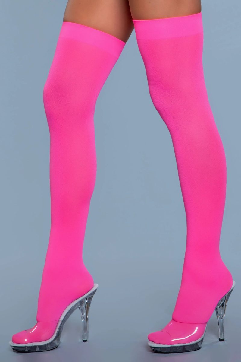 Opaque Nylon Thigh Highs Neon Pink BeWicked 84665917