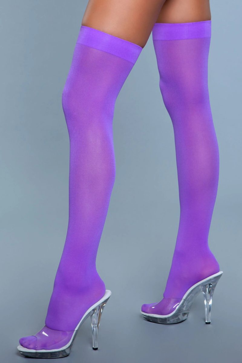 Opaque Nylon Thigh Highs Purple BeWicked 84666135