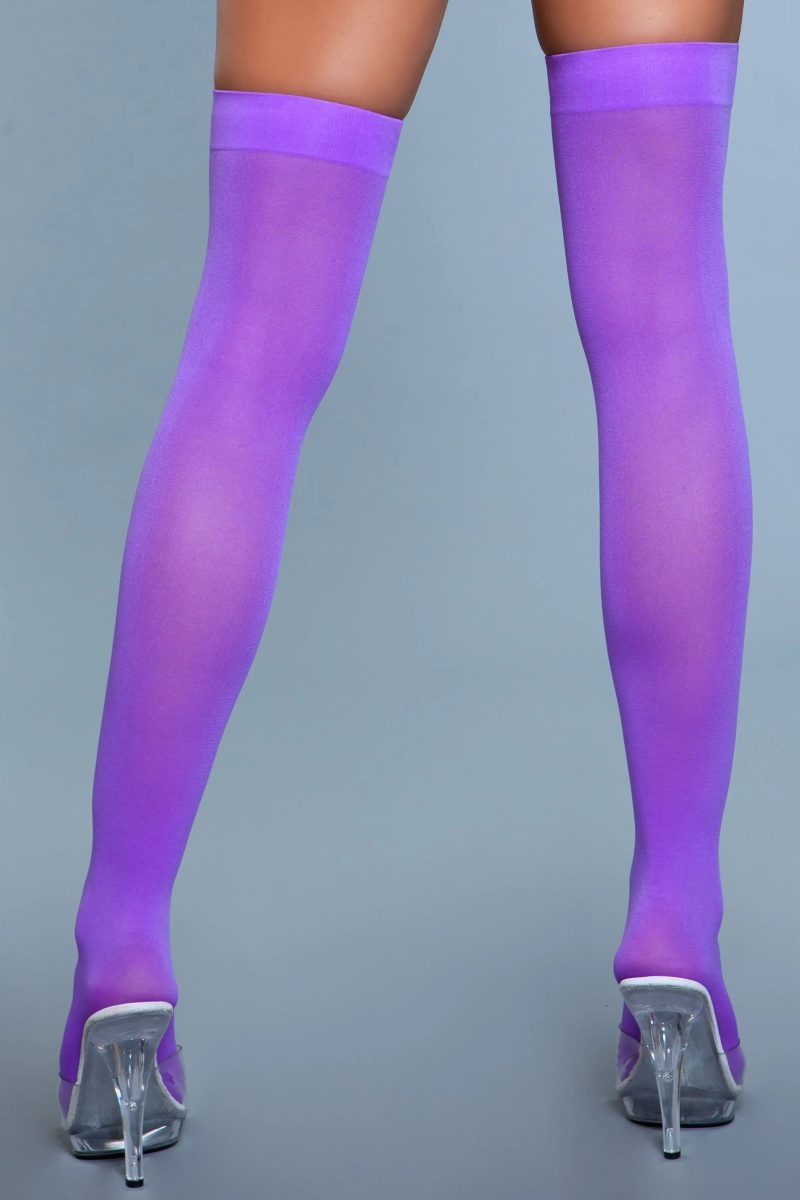 Opaque Nylon Thigh Highs Purple BeWicked 84666298