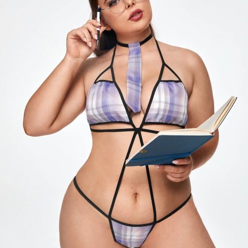 Plus Size School Girl Costume Bodysuit With Tie P A Boutique 84689973