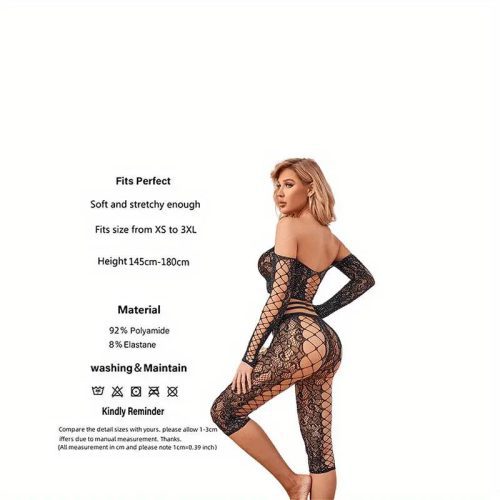 Rhinestone See Through Long Sleeve Top Crop Bodystocking Set Princess Avenue 84778663 1