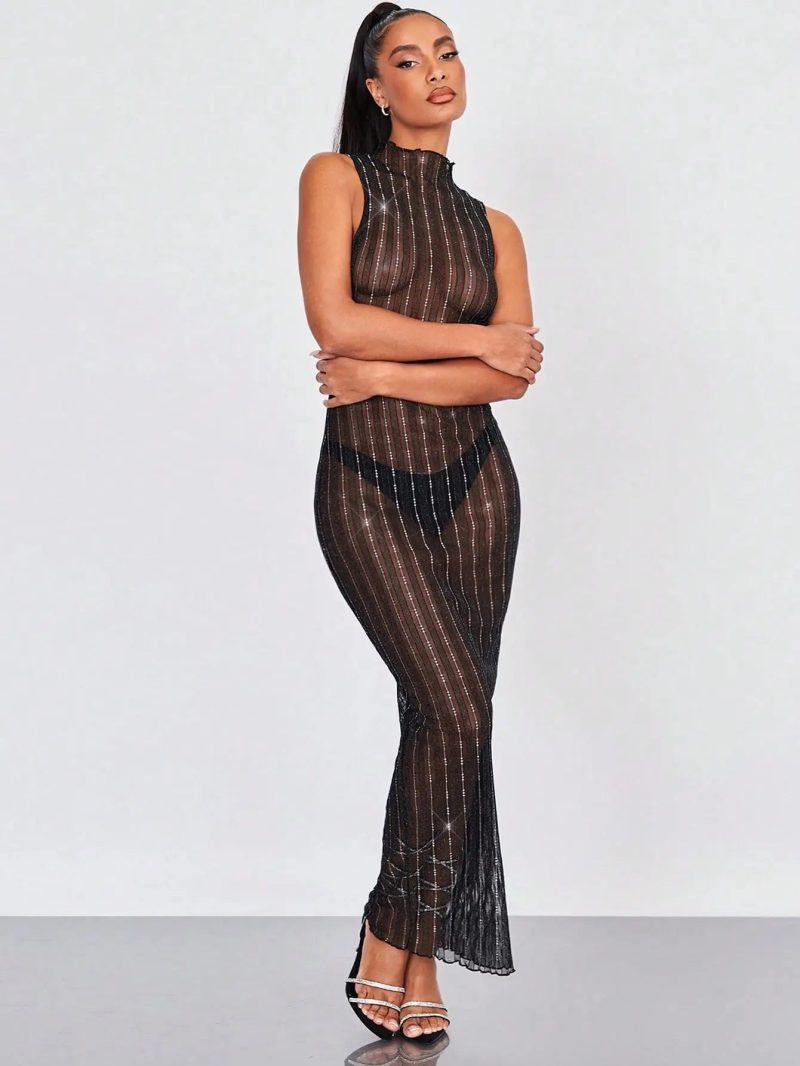 Rhinestone Sheer Club Dress L.C.W 84811747 1