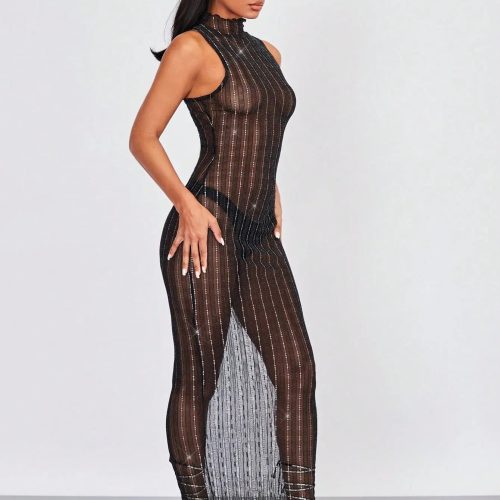 Rhinestone Sheer Club Dress L.C.W 84811877 1