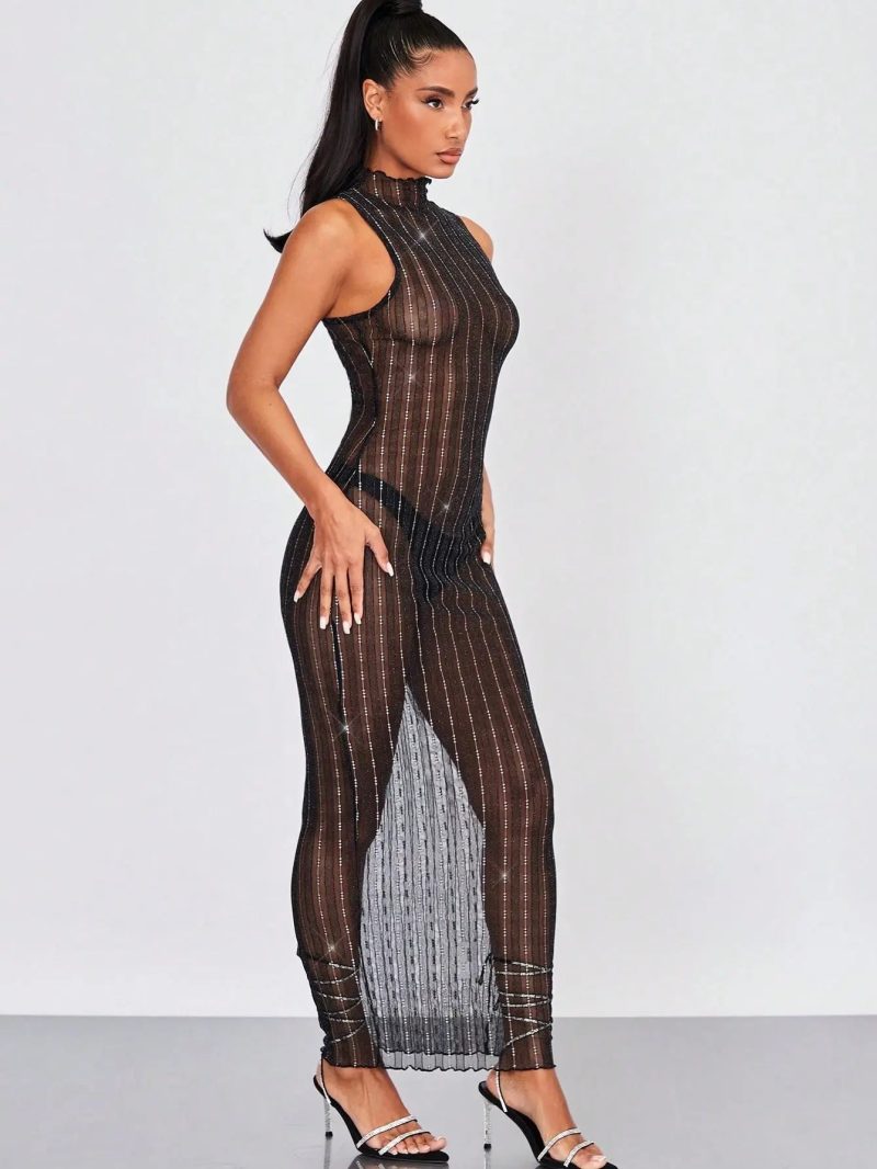 Rhinestone Sheer Club Dress L.C.W 84811877 1