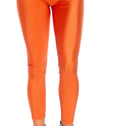 Sexy Metallic Look Leggings Orange KouCla 84527381